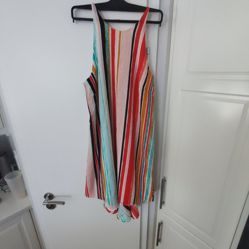 Massimo  trapeze summer dress multi colour stripe women's size S
